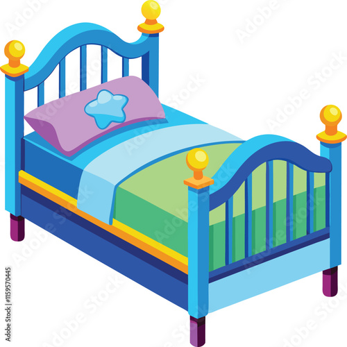 Customizable Toddler Bed Vector Illustration