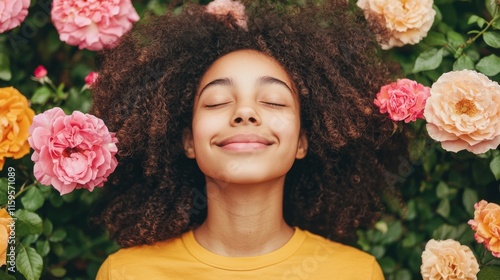 Gelassenheit umarmen: freudiger Moment mit blühenden Rosen