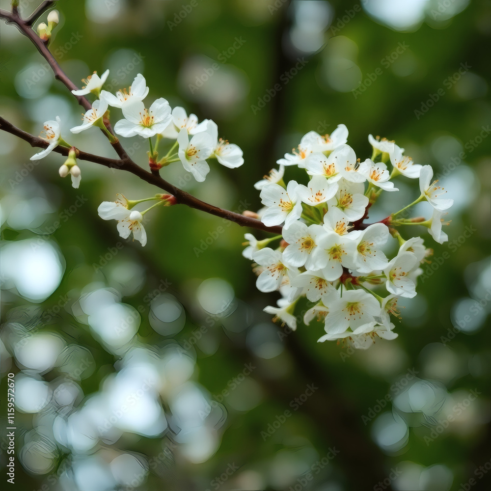 white flowers cherry blossom branch in Japan | generative AI white flowers cherry blossom branch in Japan | generative AI