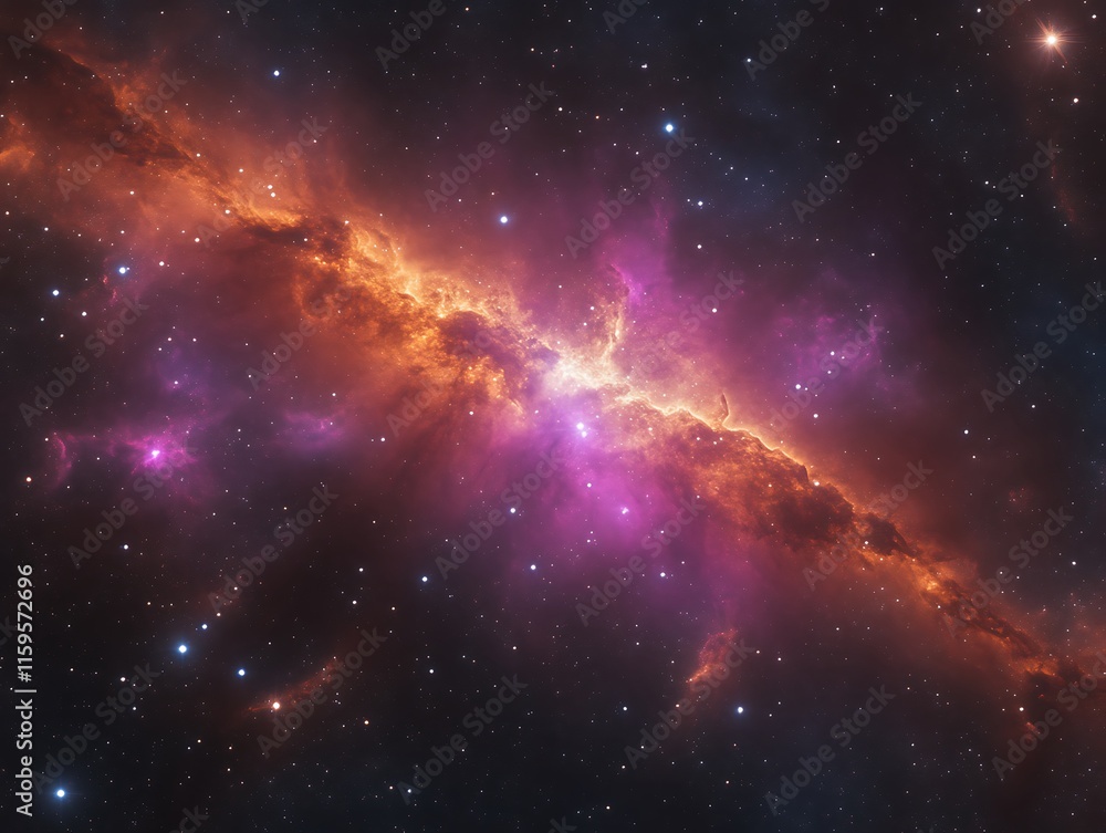 Obraz premium Cosmic Nebula Displays Vivid Orange and Pink Hues