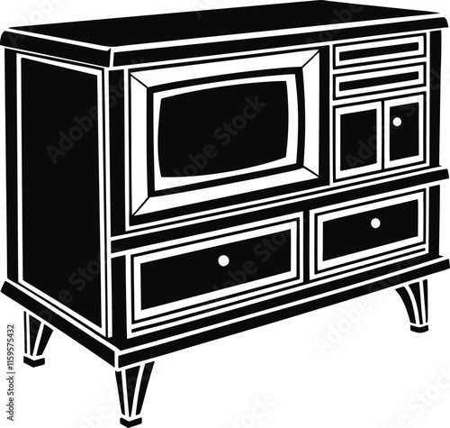 Simple TV Stand Silhouette Vector Illustration