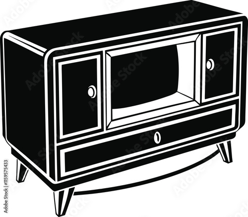 Simple TV Stand Silhouette Vector Illustration