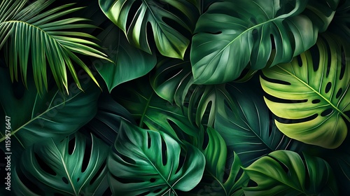 Wallpaper Mural Green Leaf Collection: Artistic Watercolor and Detailed Digital Illustrations Featuring Clovers, Tropical Leaves, Falling Foliage, and Textured Dry Leaves - Perfect for Nature-Themed Designs and Decor Torontodigital.ca