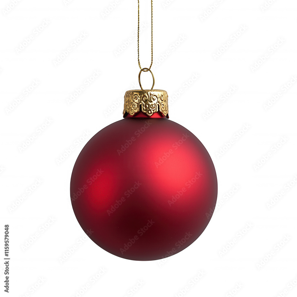 Classic Smooth Red Holiday Ornament with Golden Cap Hanging Against a Black Background, Perfect for Christmas Decor and Festive Celebrations Classic Smooth Red Holiday Ornament with Golden Cap Hanging Against a Black Background, Perfect for Christmas Decor and Festive Celebrations