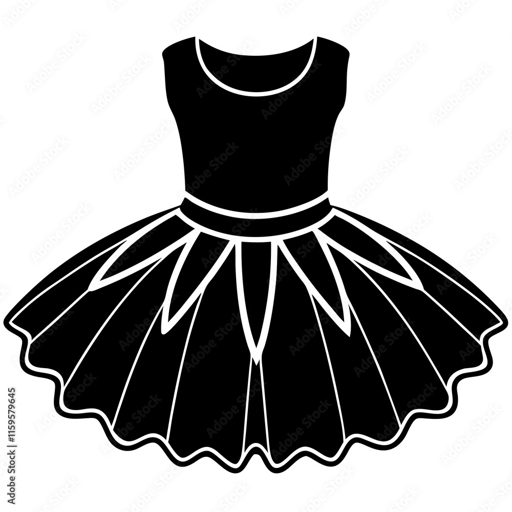 Minimalist Ballet Tutu Vector Silhouette on White Background Minimalist Ballet Tutu Vector Silhouette on White Background