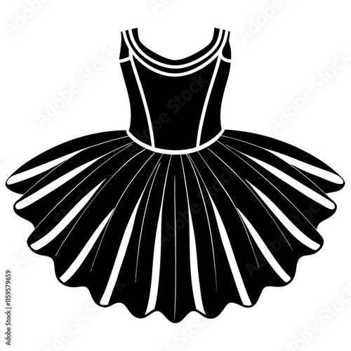 Minimalist Ballet Tutu Vector Silhouette on White Background