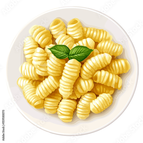 Plate of Gnocchi Pasta with Basil - Italian Food