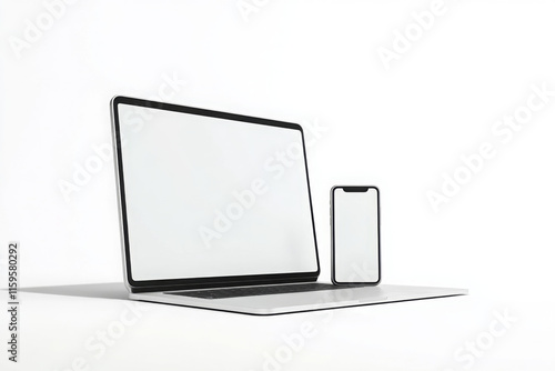 Realistic set of monitor, laptop, smartphone. 3d devise mockup set vector. Realistic screen layout 
