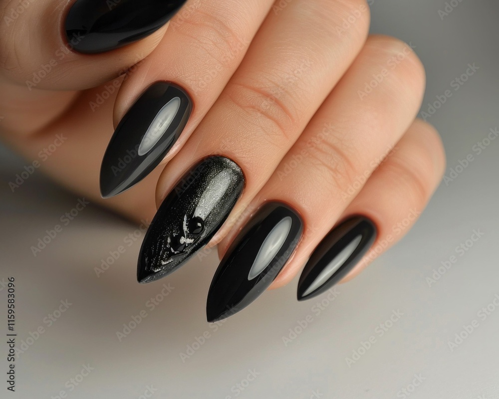 Perfect manicure with black long nails. AI generative Perfect manicure with black long nails. AI generative