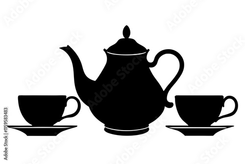 silhouette vector
illustration of A Tea Set on white background