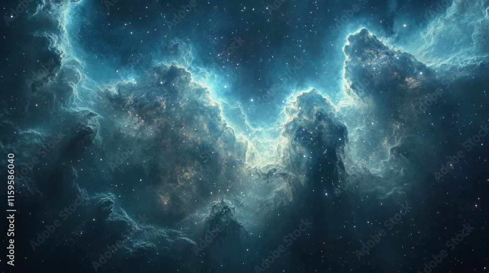 Obraz premium Stunning view of cosmic nebula with bright stars and glowing gas clouds in deep space