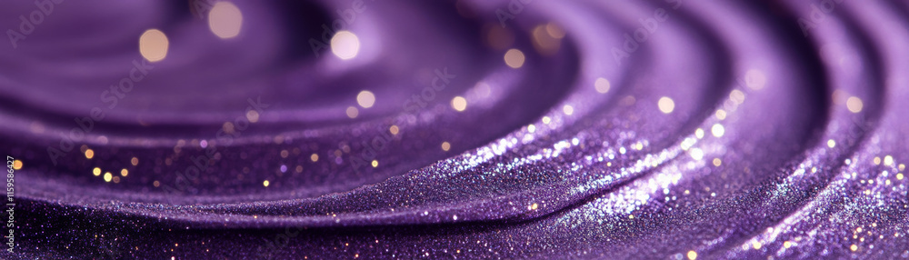 Deep amethyst metallic swirl with glowing glitter and soft textured grain