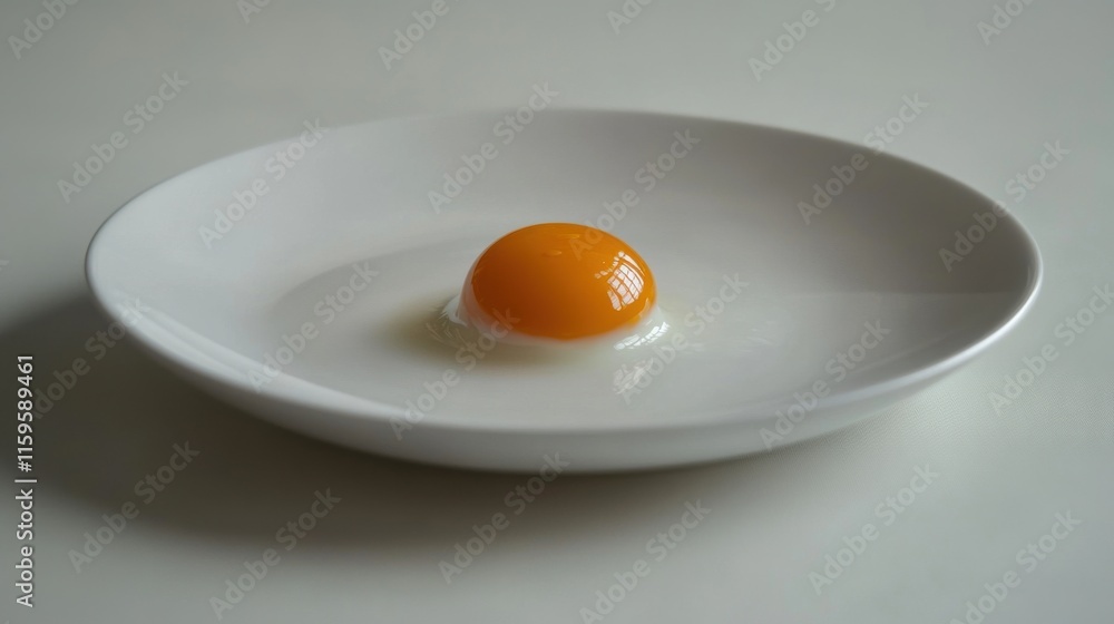 Single Egg Yolk, White, Minimalist Food Photography, Dish, Plate Single Egg Yolk, White, Minimalist Food Photography, Dish, Plate