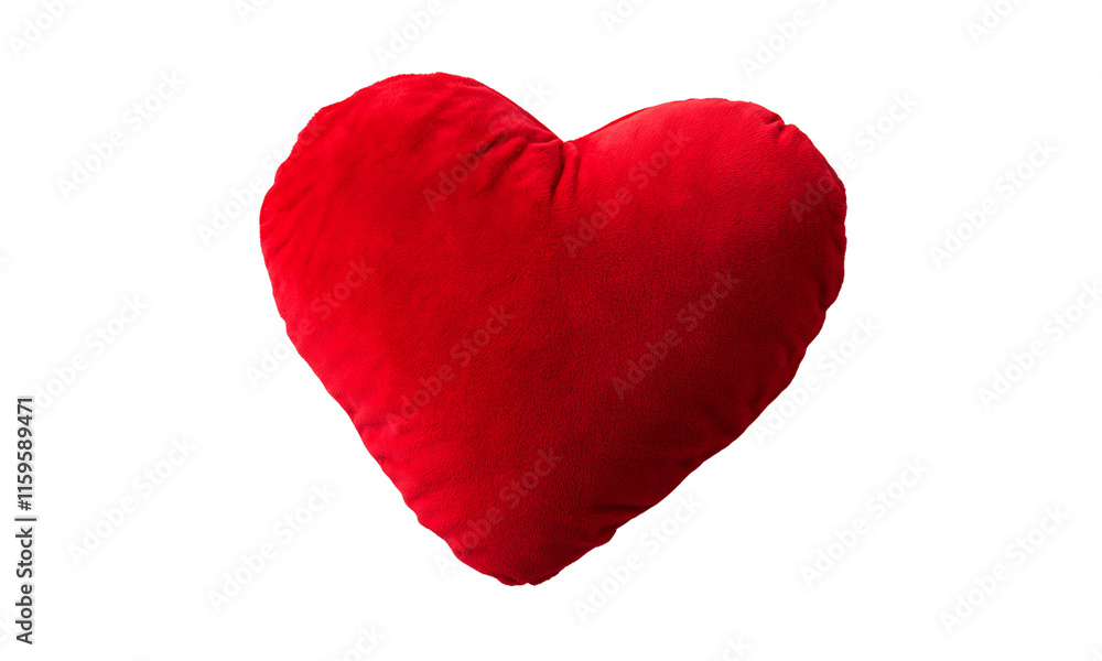 A soft red heart-shaped pillow, symbolizing love and comfort. A soft red heart-shaped pillow, symbolizing love and comfort.