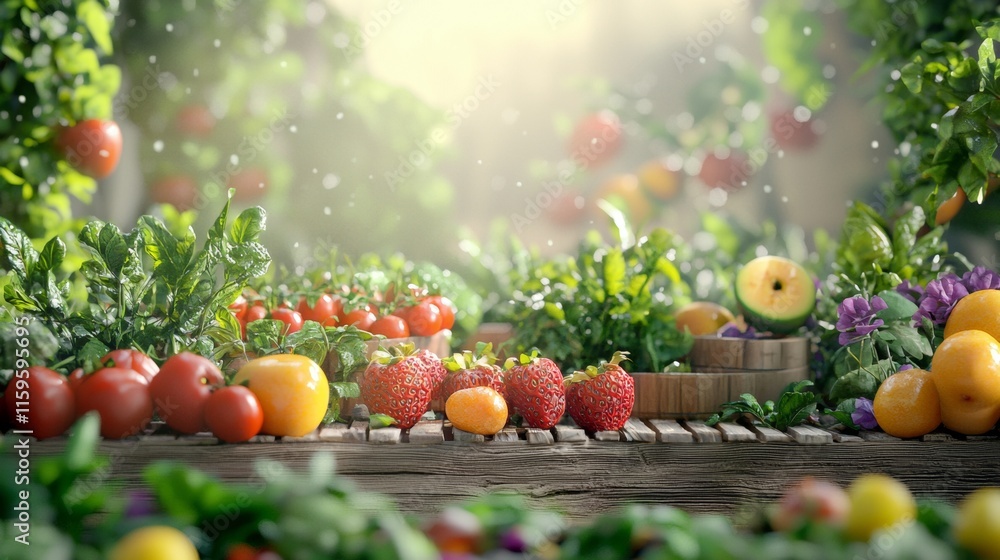 Fresh produce displayed in an outdoor market setting Fresh produce displayed in an outdoor market setting
