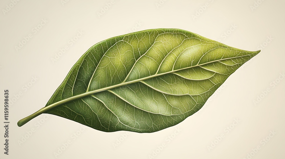 Obraz premium Green Leaf Collection: Artistic Watercolor and Detailed Digital Illustrations Featuring Clovers, Tropical Leaves, Falling Foliage, and Textured Dry Leaves - Perfect for Nature-Themed Designs and Decor