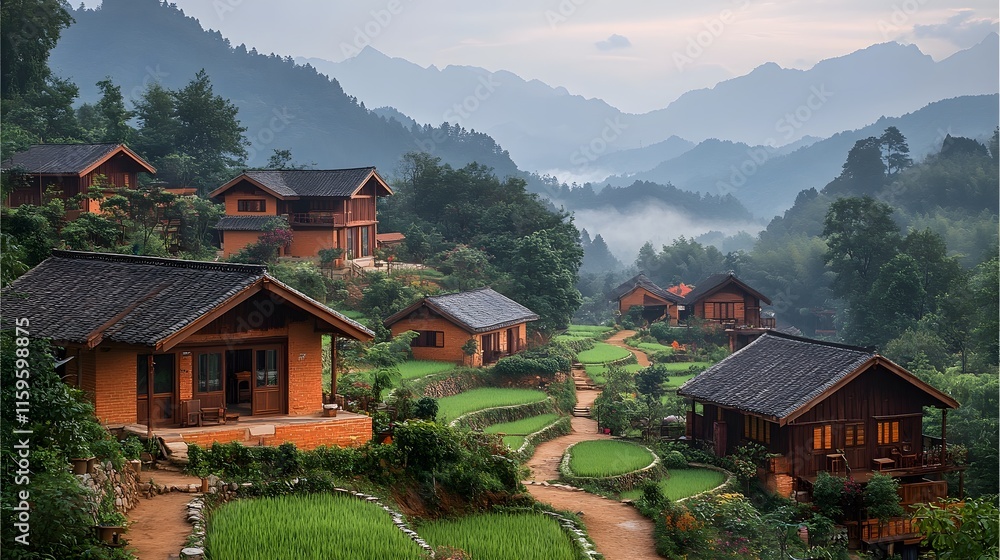 Timeless Yunnan Village with Terraced Rice Fields and Mud Brick Homes Timeless Yunnan Village with Terraced Rice Fields and Mud Brick Homes