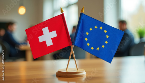 Wallpaper Mural Switzerland and EU Flags at a Meeting Torontodigital.ca