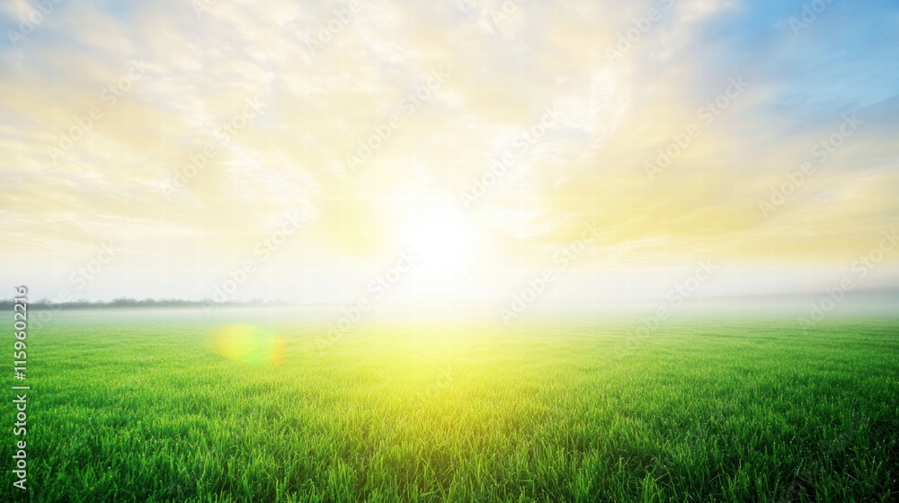 Sunrise Over Green Fields: A picturesque scene of a golden sunrise over a vast expanse of lush green fields, promising a fresh start and a sense of tranquility. Sunrise Over Green Fields: A picturesque scene of a golden sunrise over a vast expanse of lush green fields, promising a fresh start and a sense of tranquility.