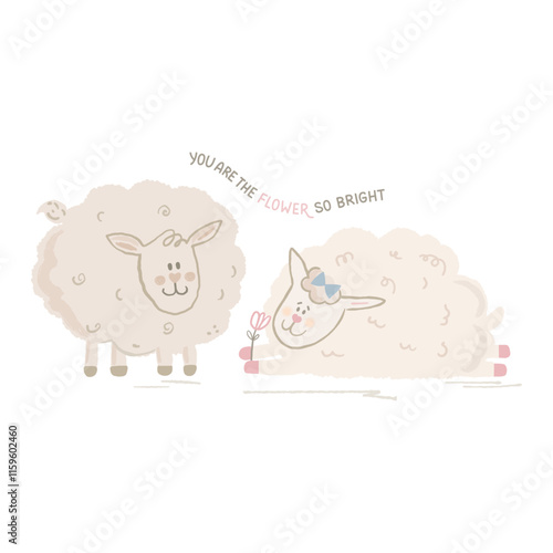 Two sheep, you are the most beautiful flower
