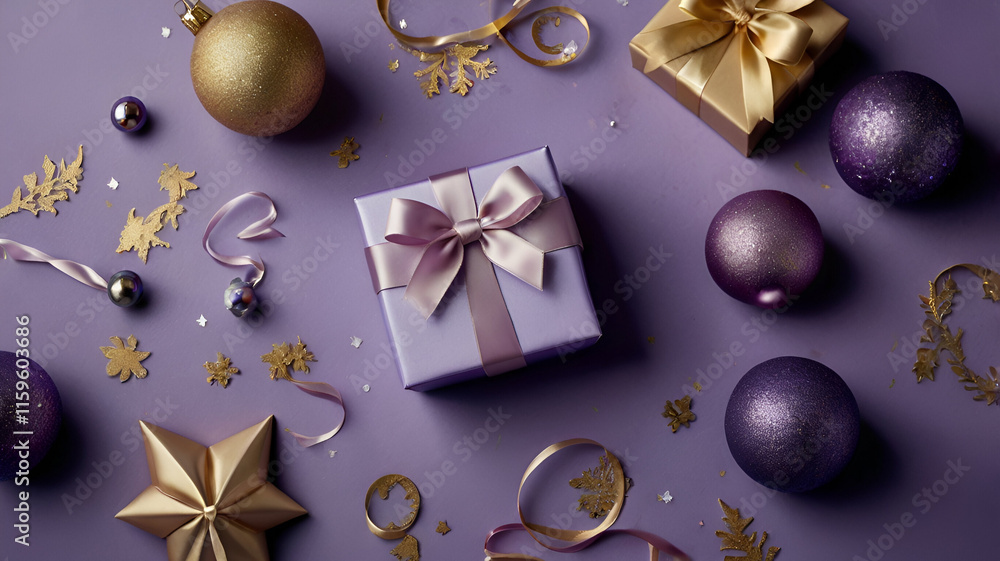 christmas decoration on a purple background christmas decoration on a purple background