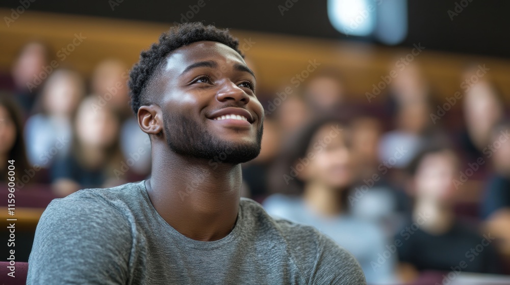Fototapeta premium Engaged African American Student in Lecture Hall - Education and Inspiration Concepts