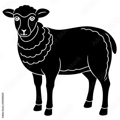 sheep black silhouette vector, Simple silhouette Design vector icon with white background