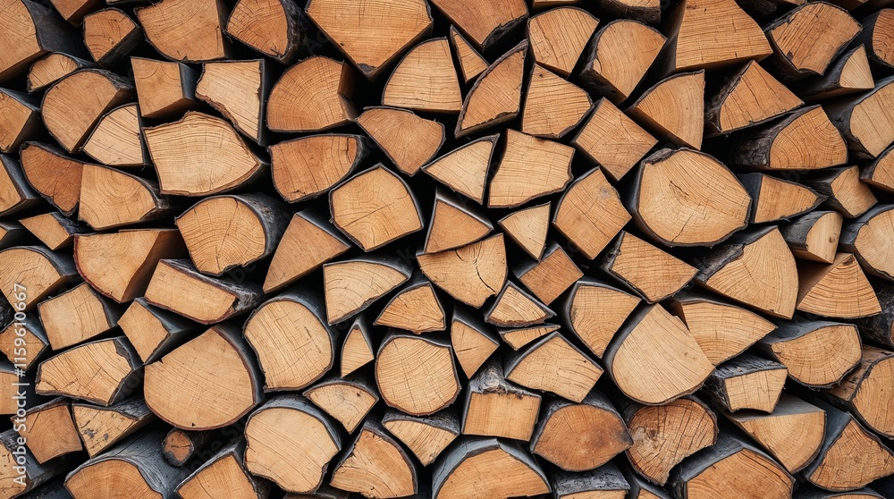 Stacked Firewood Logs In Natural Pattern Stacked Firewood Logs In Natural Pattern