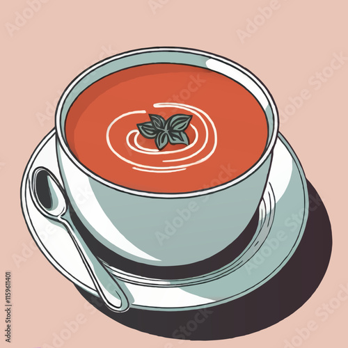 tomato soup in a bowl cartoon vector