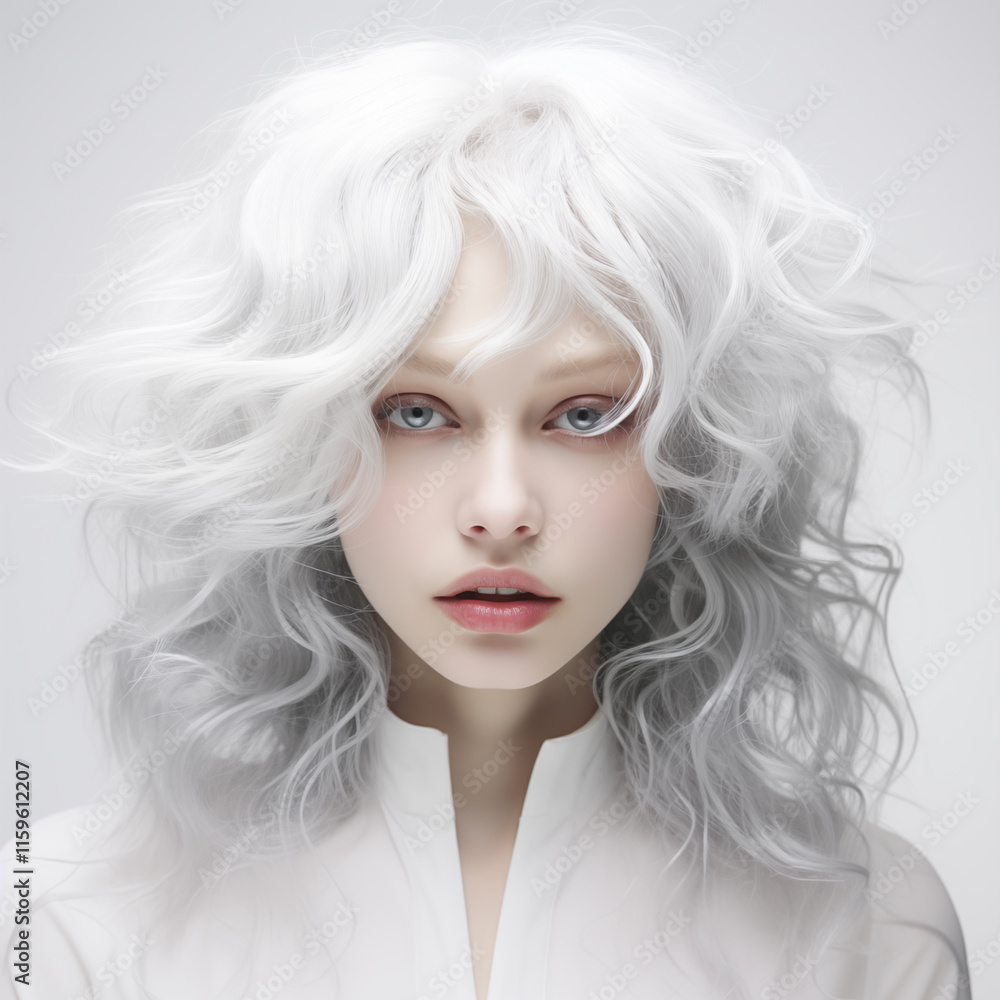 Woman with white hair and blue eyes Woman with white hair and blue eyes
