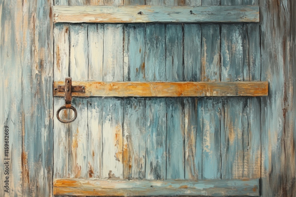 Weathered Wooden Door With Rustic Metal Latch Weathered Wooden Door With Rustic Metal Latch