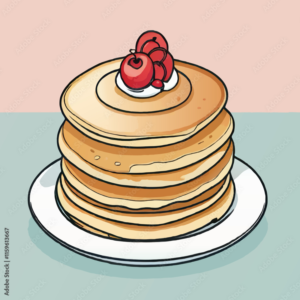 stack of pancakes with berries cartoon vector illustration stack of pancakes with berries cartoon vector illustration