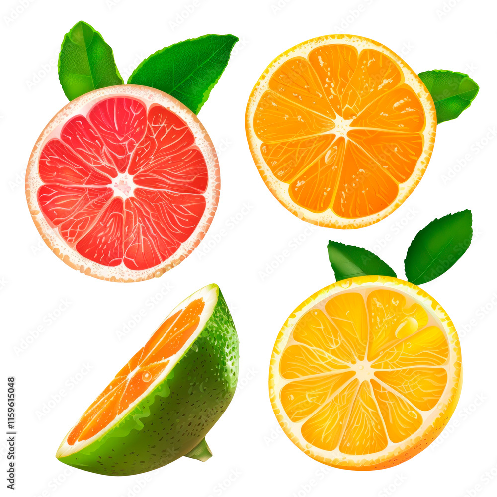 Obraz premium Citrus fruits, isolated on transparent background. PNG element.