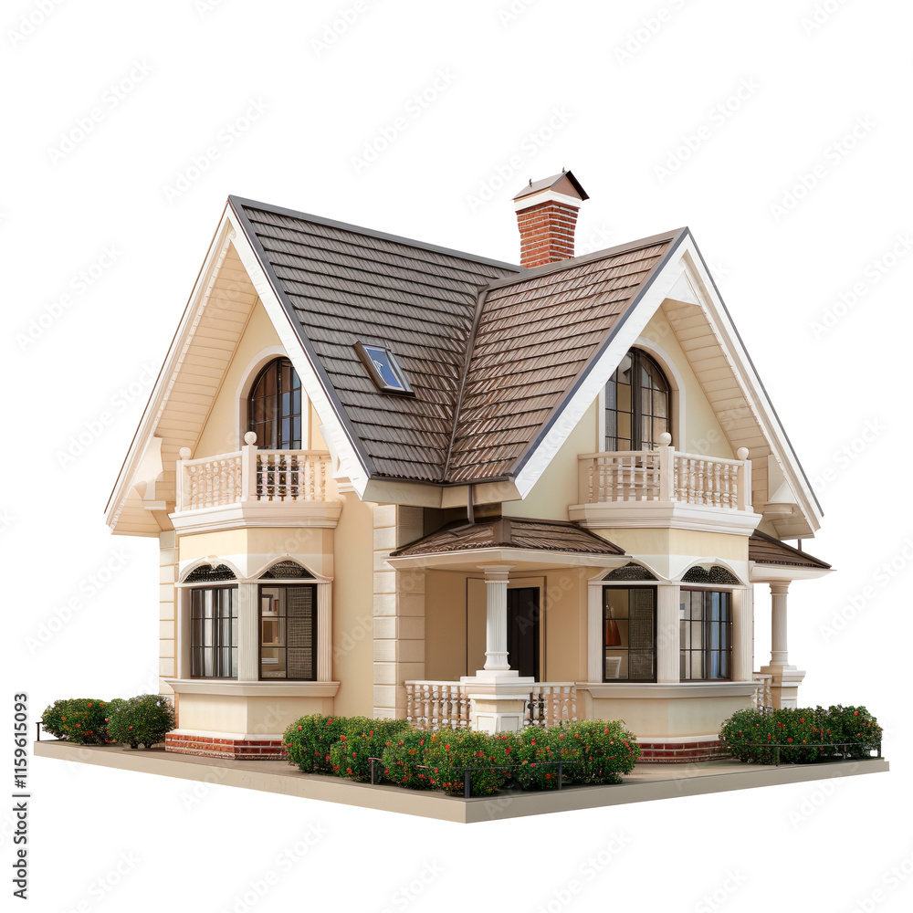 Classic family house, isolated on transparent background. PNG element. Classic family house, isolated on transparent background. PNG element.