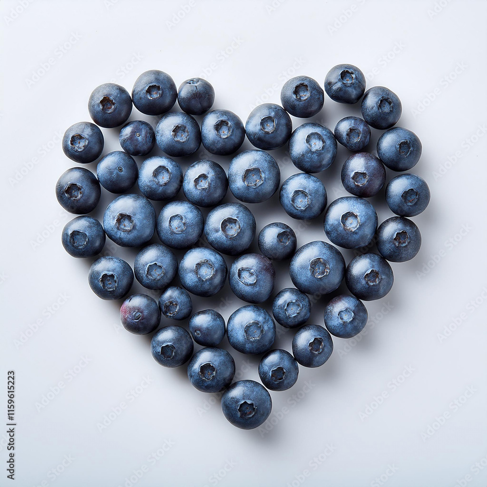 Delicious heart made of blueberries on white, summer berries snack, love symbol. Valentine's day Delicious heart made of blueberries on white, summer berries snack, love symbol. Valentine's day