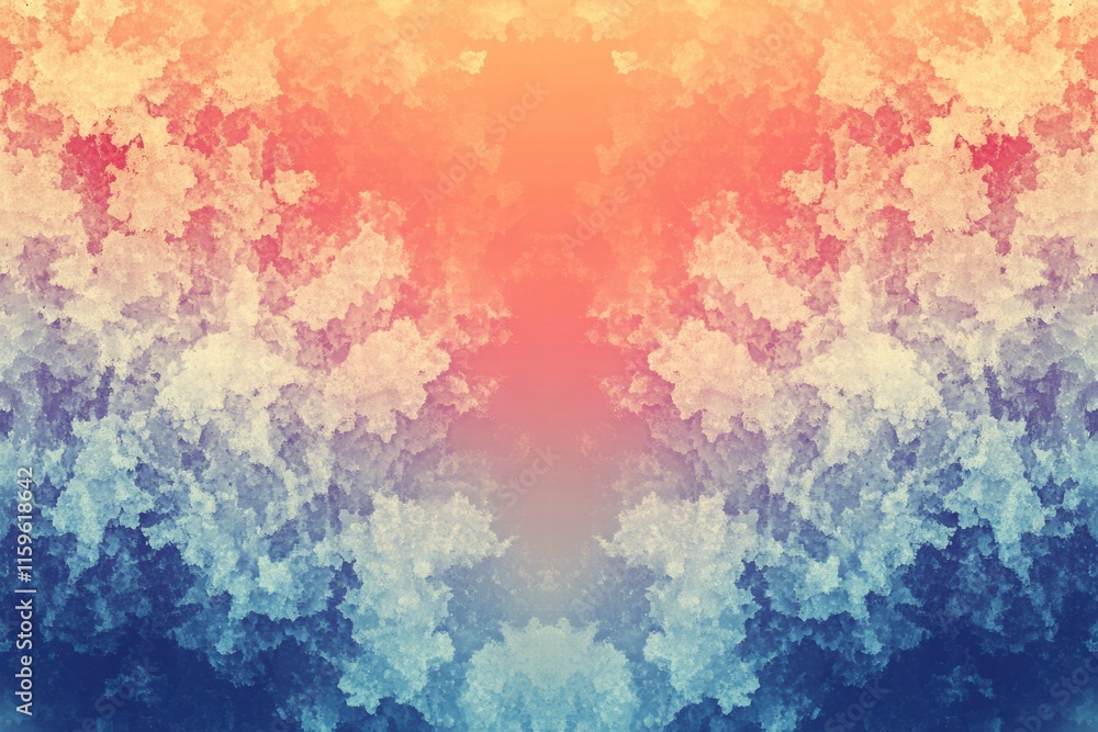 Fototapeta premium Vibrant abstract fractal patterns with smooth transitions and copy space for customizable text. Generative AI
