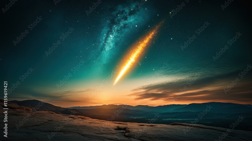 Glowing up, A vibrant image of a glowing comet streaking across a starry night sky, perfect for capturing the beauty of celestial phenomena. Glowing up, A vibrant image of a glowing comet streaking across a starry night sky, perfect for capturing the beauty of celestial phenomena.