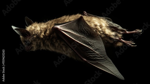 Brown Bat in Flight Night Creature, Mammal, Wings, Fur, Claws photo