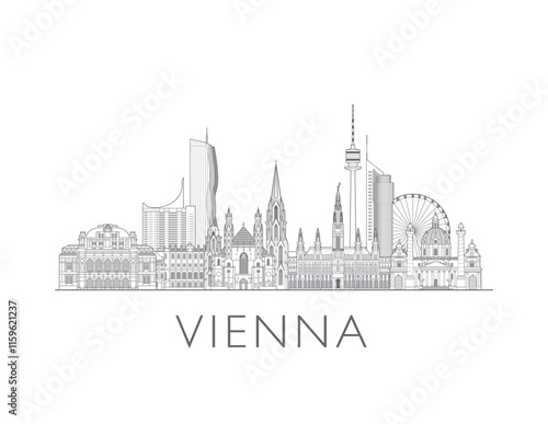 Vienna skyline cityscape vector illustration