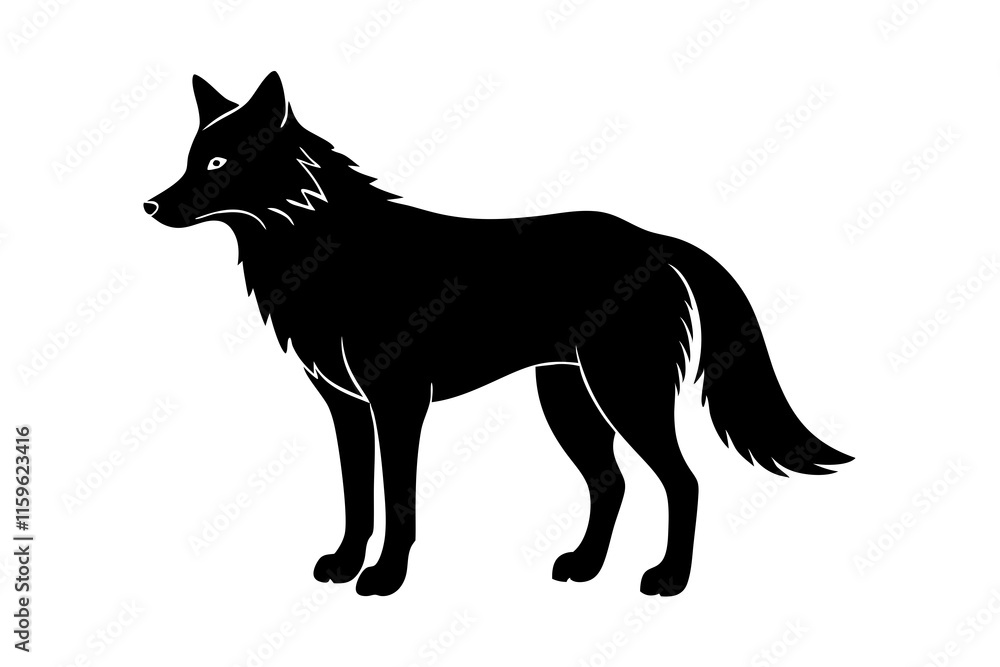 Wolf black silhouette vector, Simple silhouette Design vector icon with white background Wolf black silhouette vector, Simple silhouette Design vector icon with white background