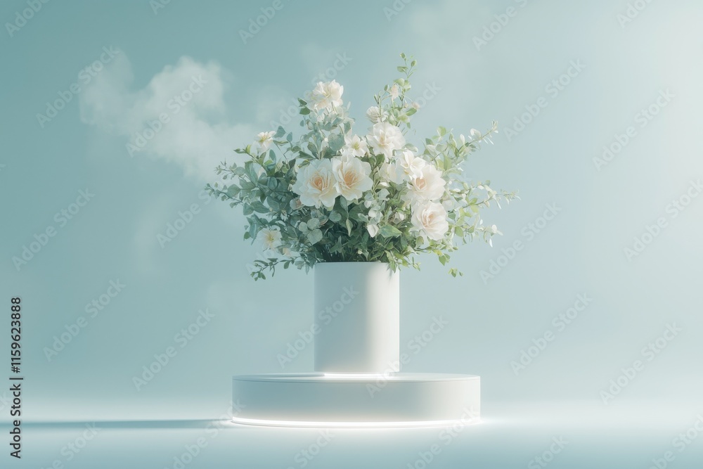 Fototapeta premium Timeless floral bouquet arrangement in levita display elegant indoor setting soft lighting contemporary design