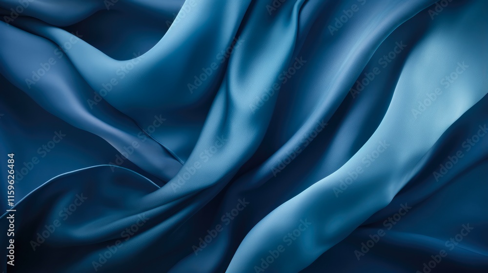 Obraz premium Blue Cloth Background with Copy Space. Classic Dark Blue Fabric for Abstract Banner, Beautiful Canvas or Simple Design Element