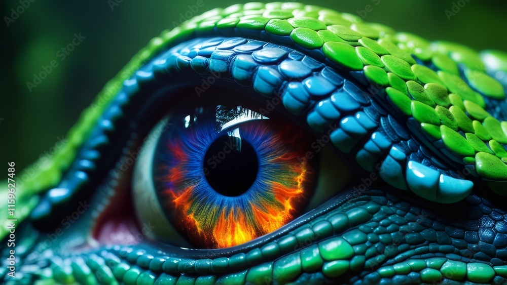 Obraz premium close up of colorful reptile eye