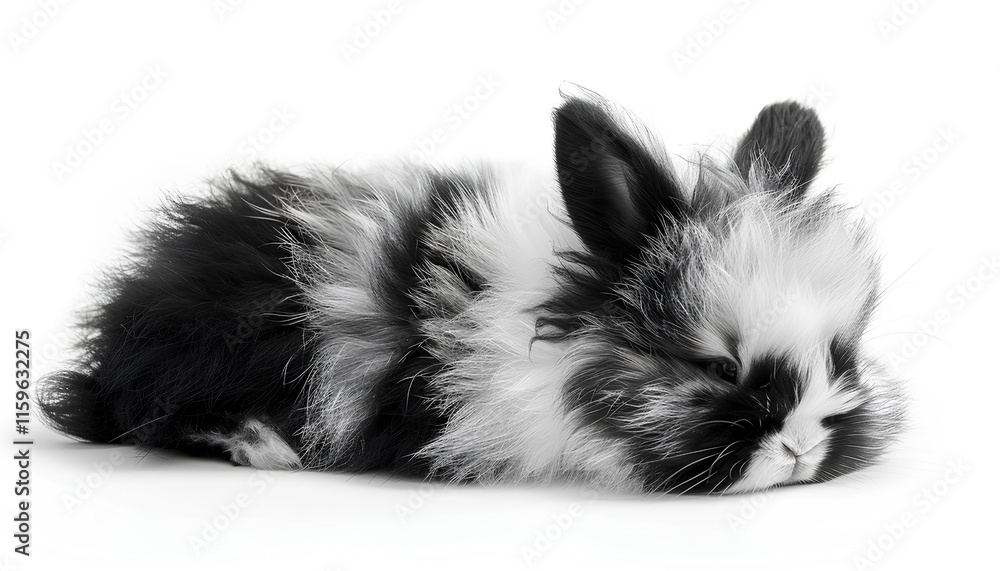 Obraz premium Adorable fluffy bunny rabbit on white background