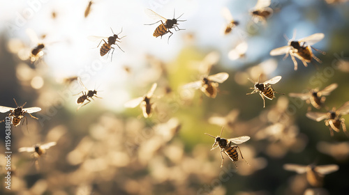 Wallpaper Mural Vector seamless background of mosquitoes. Chaotic mosquitoes Torontodigital.ca