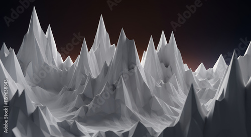 Abstract Low Poly 3D Mountain Range Landscape photo