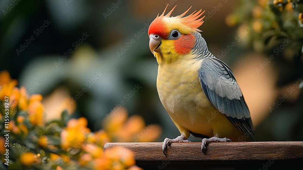 A Yellow Crested Cockatoo Perched on Wood A Yellow Crested Cockatoo Perched on Wood