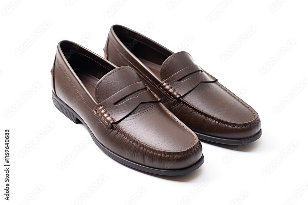 Dark Brown Loafers. Isolated Pair of Slip-On Shoes with Casual Attire and Stylish appeal Dark Brown Loafers. Isolated Pair of Slip-On Shoes with Casual Attire and Stylish appeal