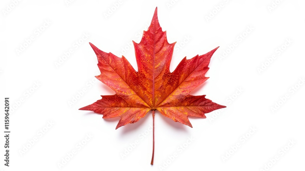 Vibrant single red maple leaf isolated on white background Vibrant single red maple leaf isolated on white background