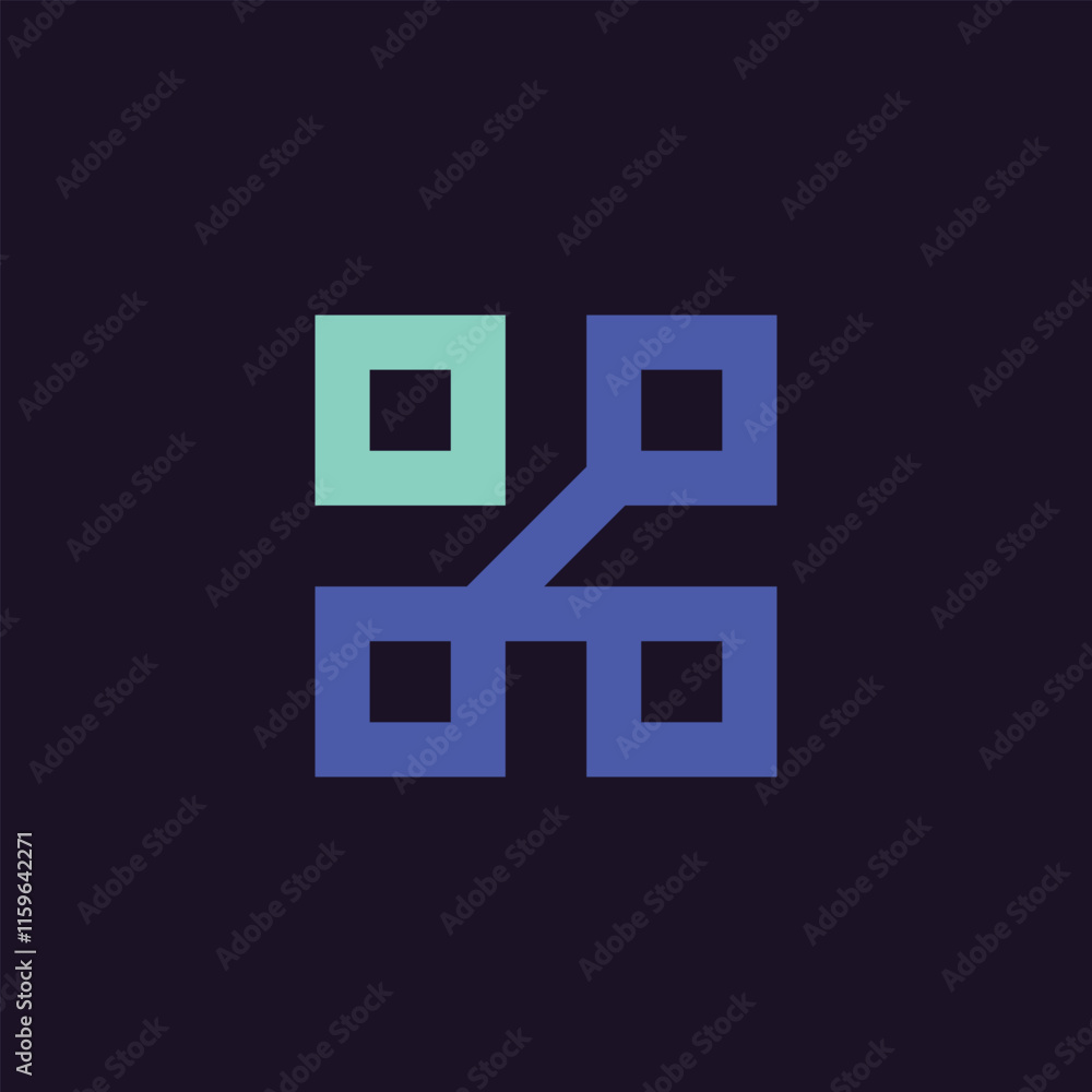Connection-shaped minimalist logo in dark background Connection-shaped minimalist logo in dark background